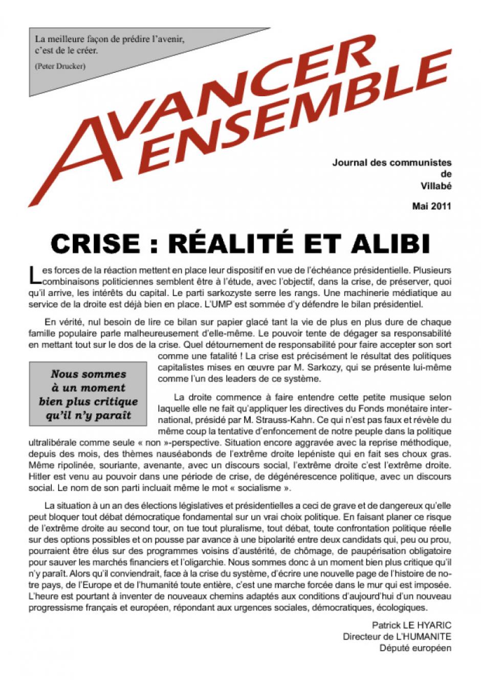 Journal des communistes de Villabé - mai 2011